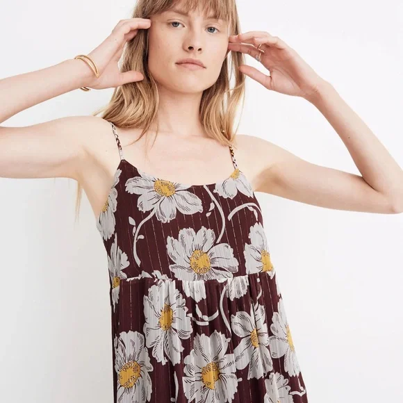 Madewell Maroon and White Floral Maxi Dress NWT - Picture 4 of 8